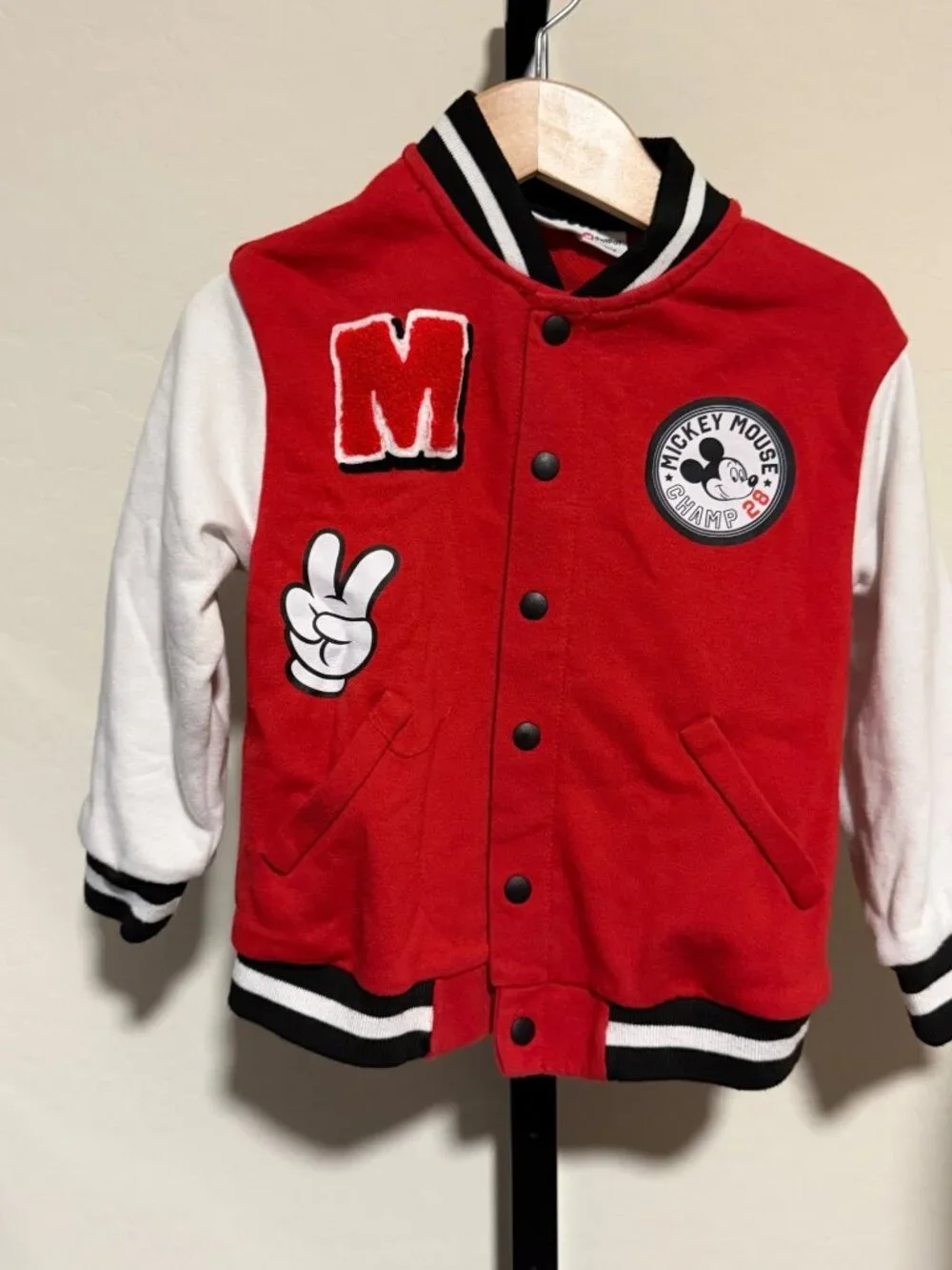 Kids Disney Mickey Mouse Red Varsity Jacket 4-5Y